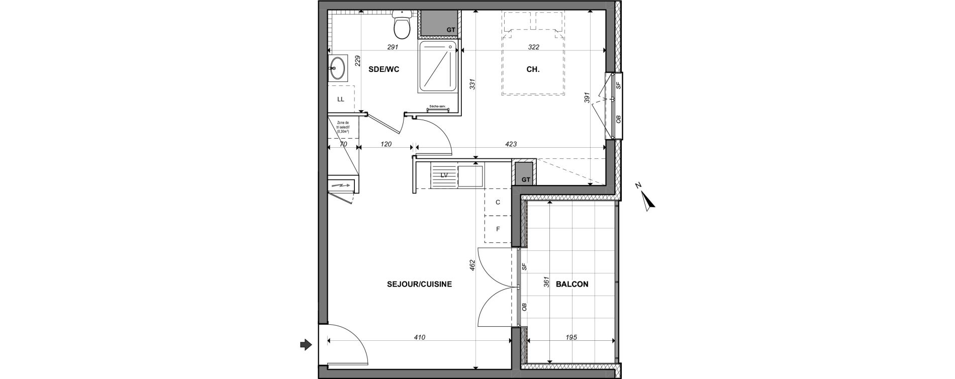 Appartement T2 de 39,18 m2 &agrave; Lingolsheim Centre