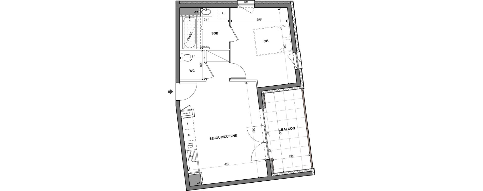 Appartement T2 de 42,21 m2 &agrave; Lingolsheim Centre