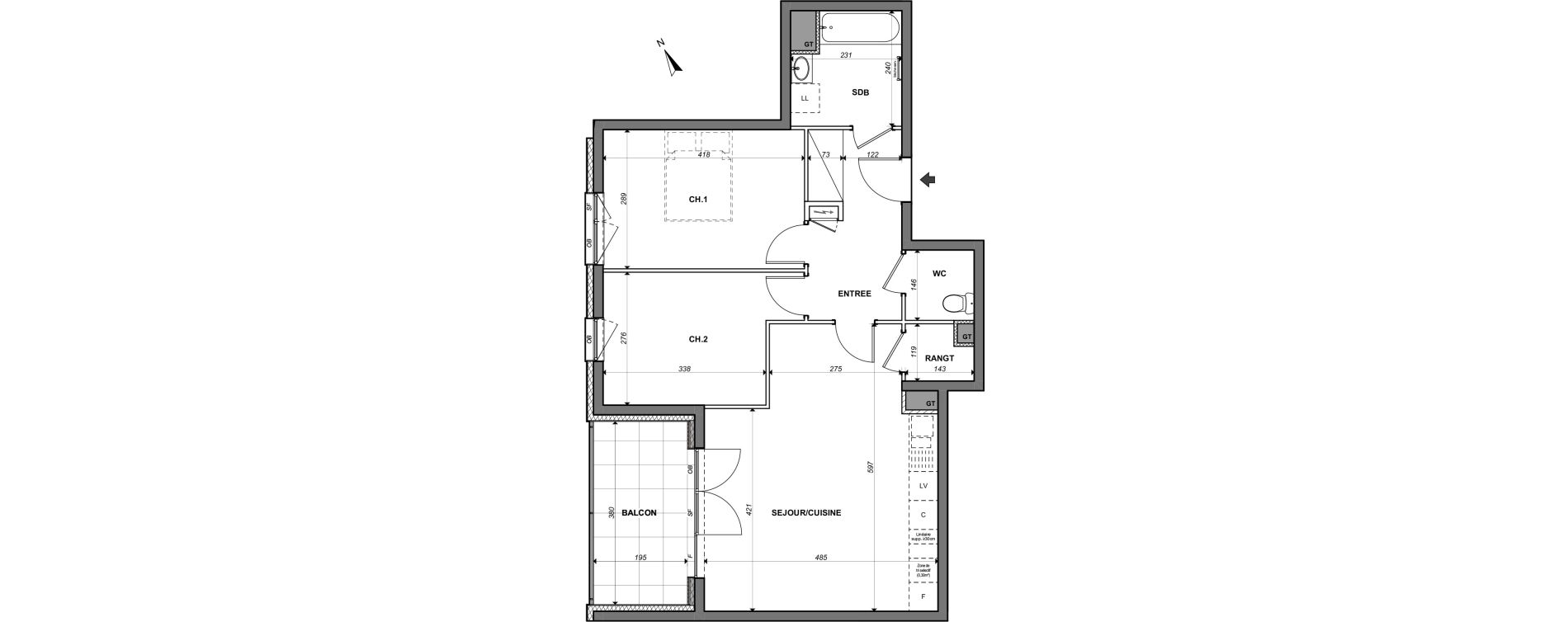 Appartement T3 de 63,41 m2 &agrave; Lingolsheim Centre