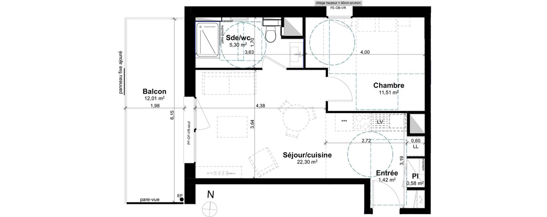 Appartement T2 de 41,11 m2 &agrave; Lingolsheim Les tanneries