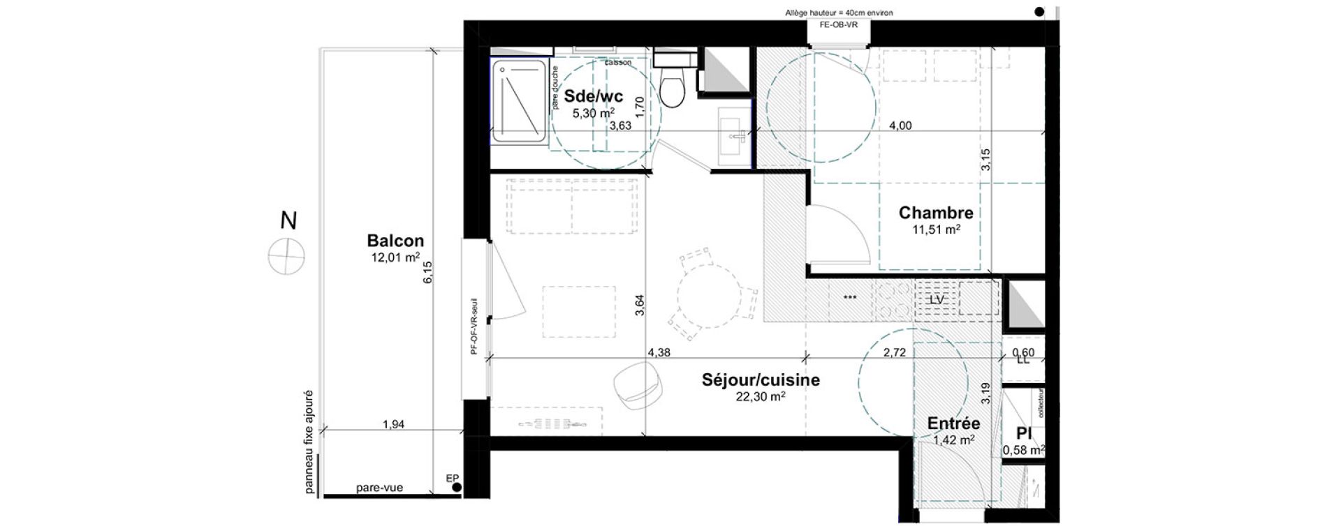 Appartement T2 de 41,11 m2 &agrave; Lingolsheim Les tanneries