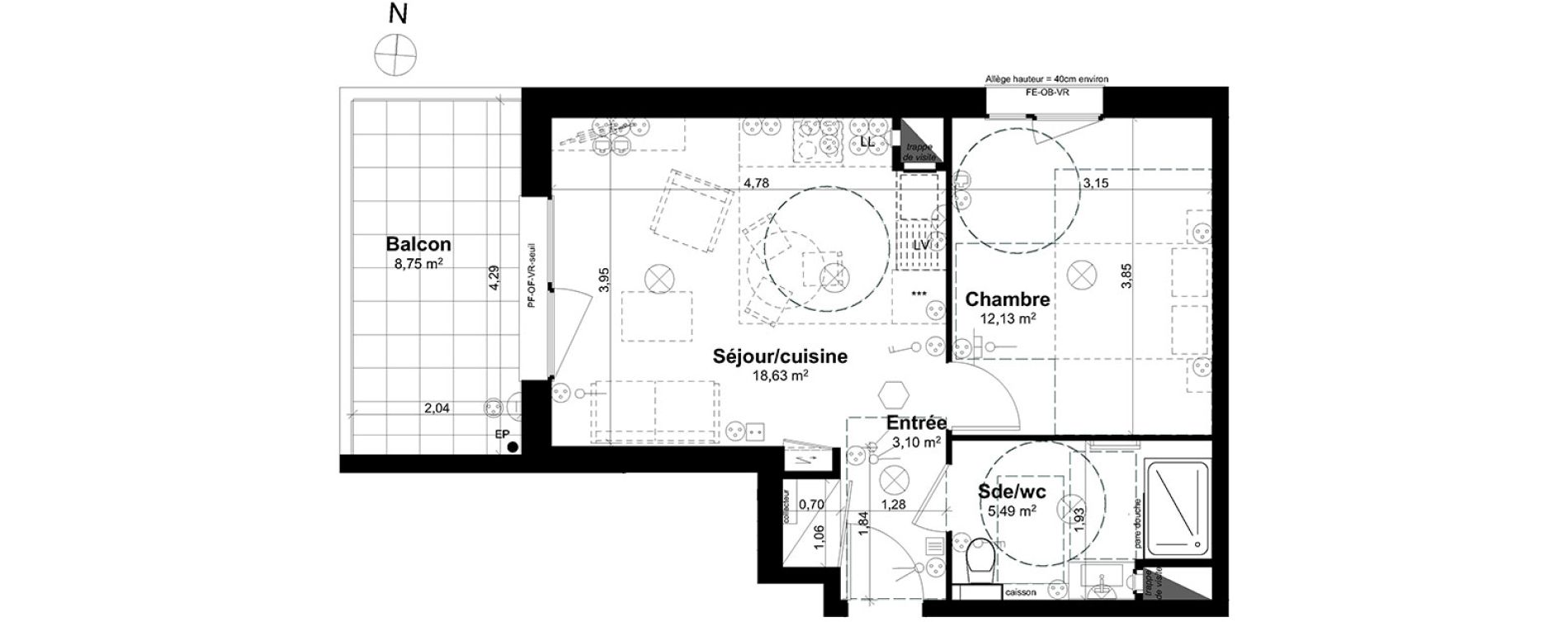 Appartement T2 de 39,35 m2 &agrave; Lingolsheim Les tanneries