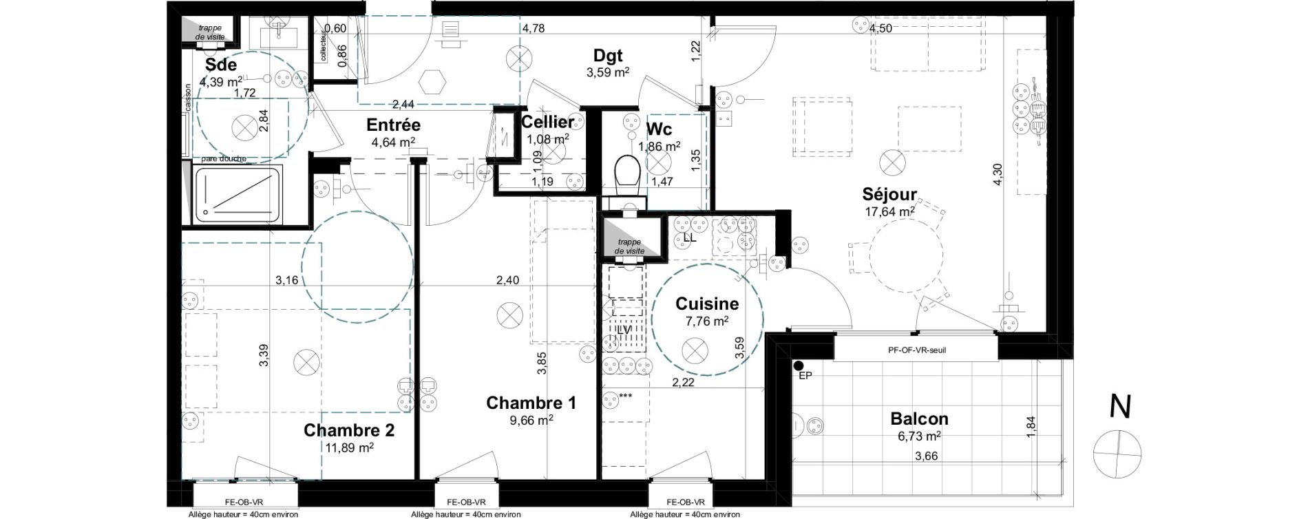 Appartement T3 de 62,51 m2 &agrave; Lingolsheim Les tanneries