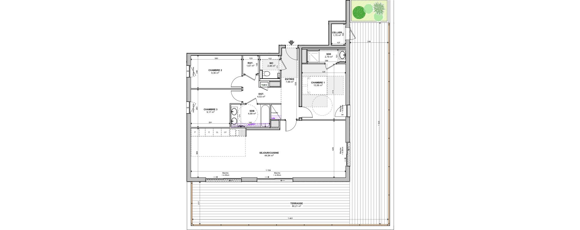 Appartement T4 de 101,48 m2 &agrave; Mittelhausbergen Le jardin des sources