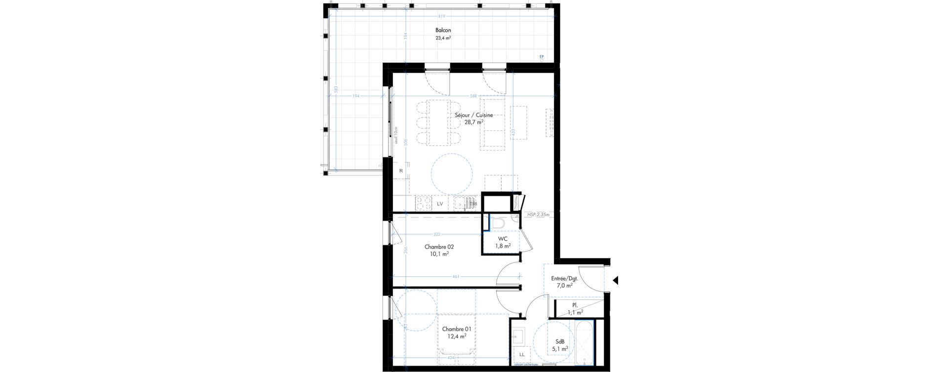 Appartement T3 de 66,20 m2 &agrave; Mittelhausbergen Centre