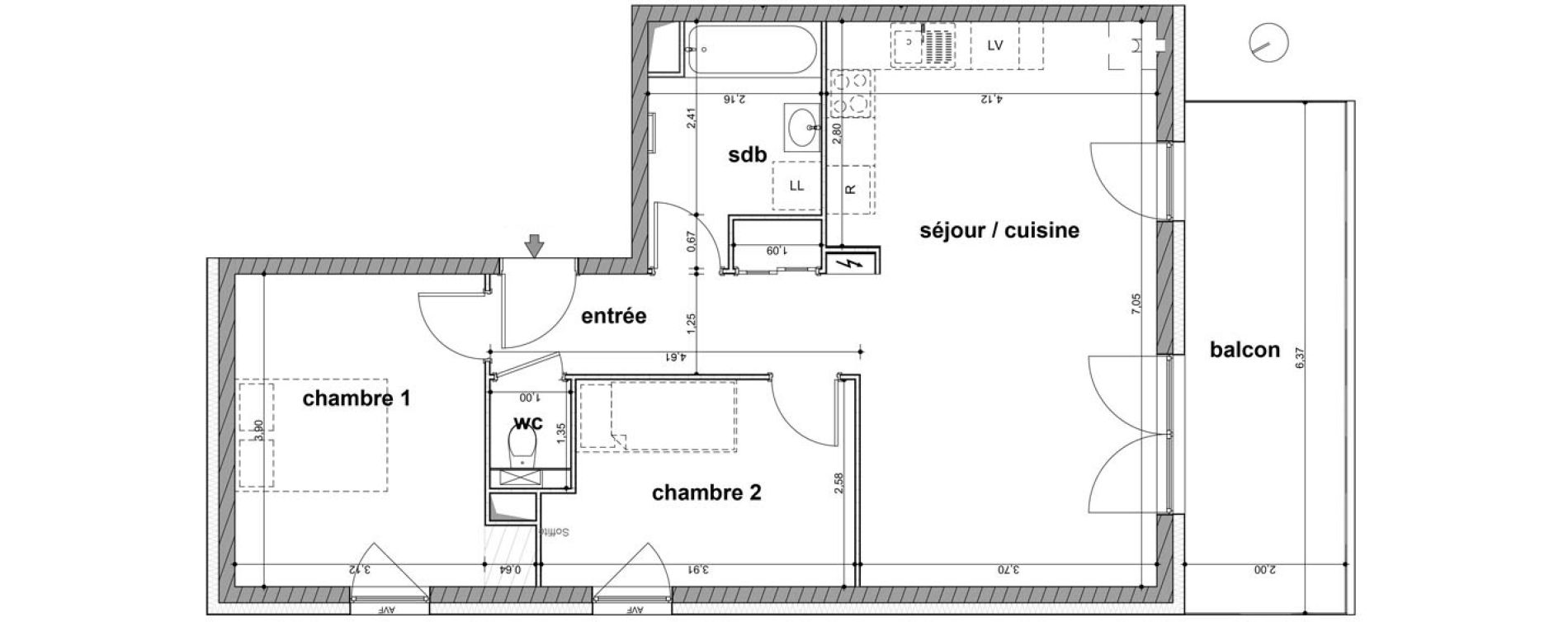 Appartement T3 de 62,70 m2 &agrave; Mittelhausbergen Centre