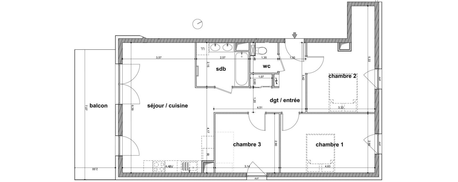 Appartement T4 de 78,24 m2 &agrave; Mittelhausbergen Centre