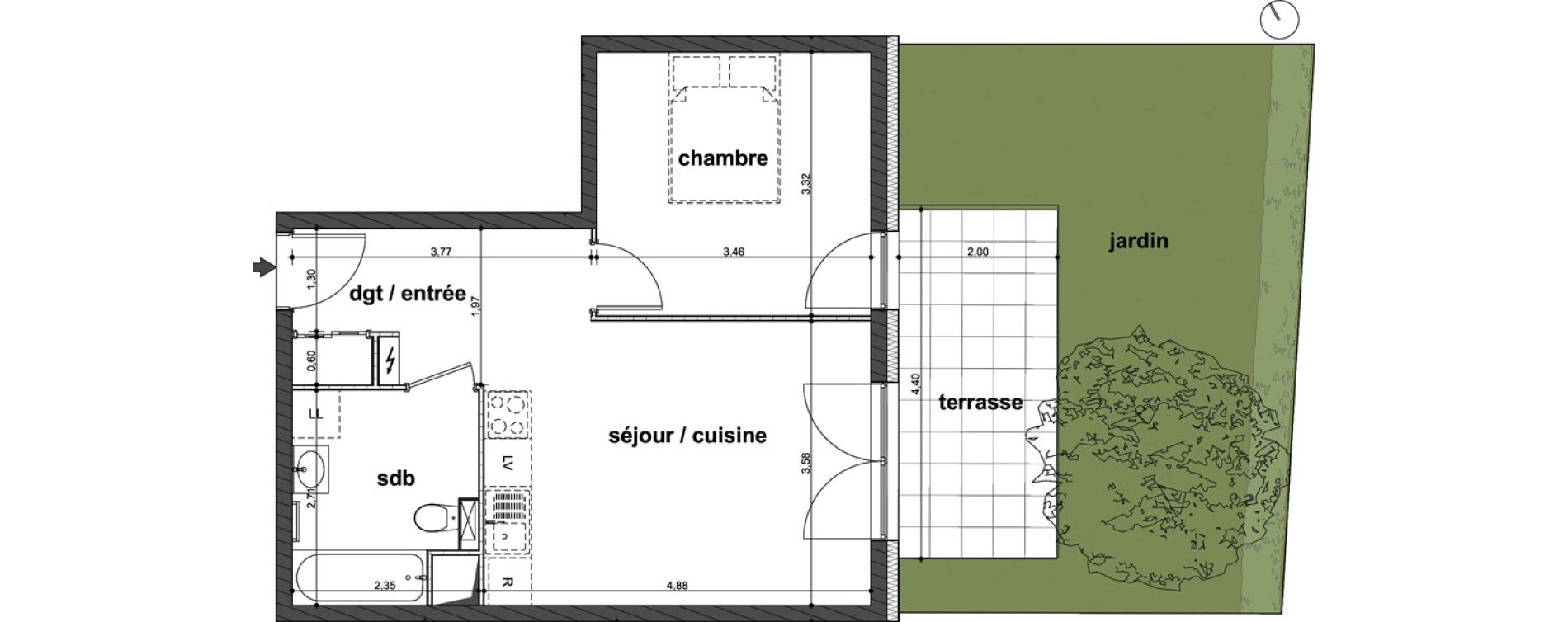 Appartement T2 de 40,99 m2 &agrave; Mittelhausbergen Centre