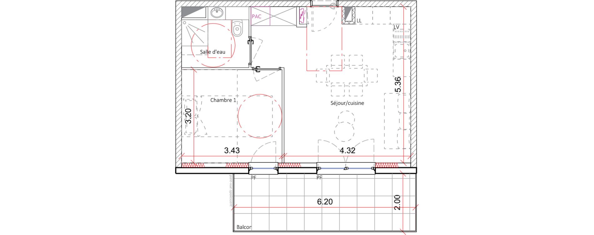 Appartement T2 de 40,35 m2 &agrave; Mittelschaeffolsheim Centre