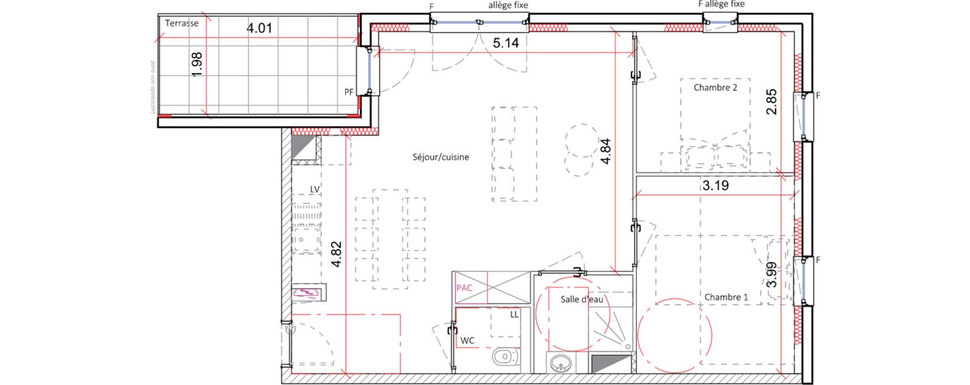 Appartement T3 de 64,30 m2 &agrave; Mittelschaeffolsheim Centre