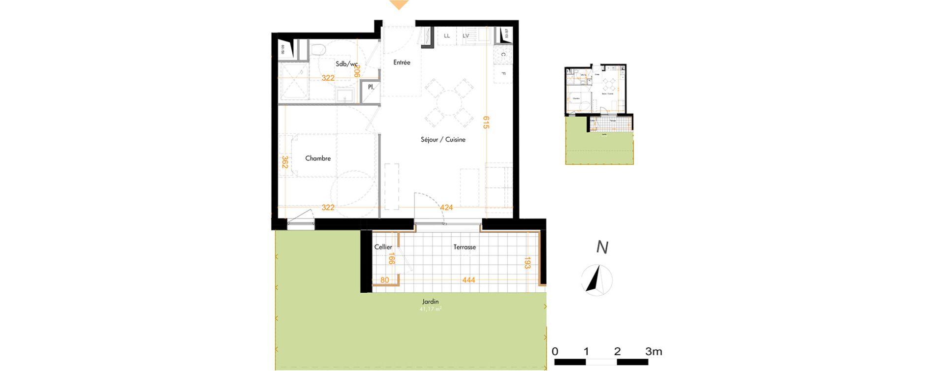 Appartement T2 de 42,93 m2 &agrave; Mundolsheim Centre