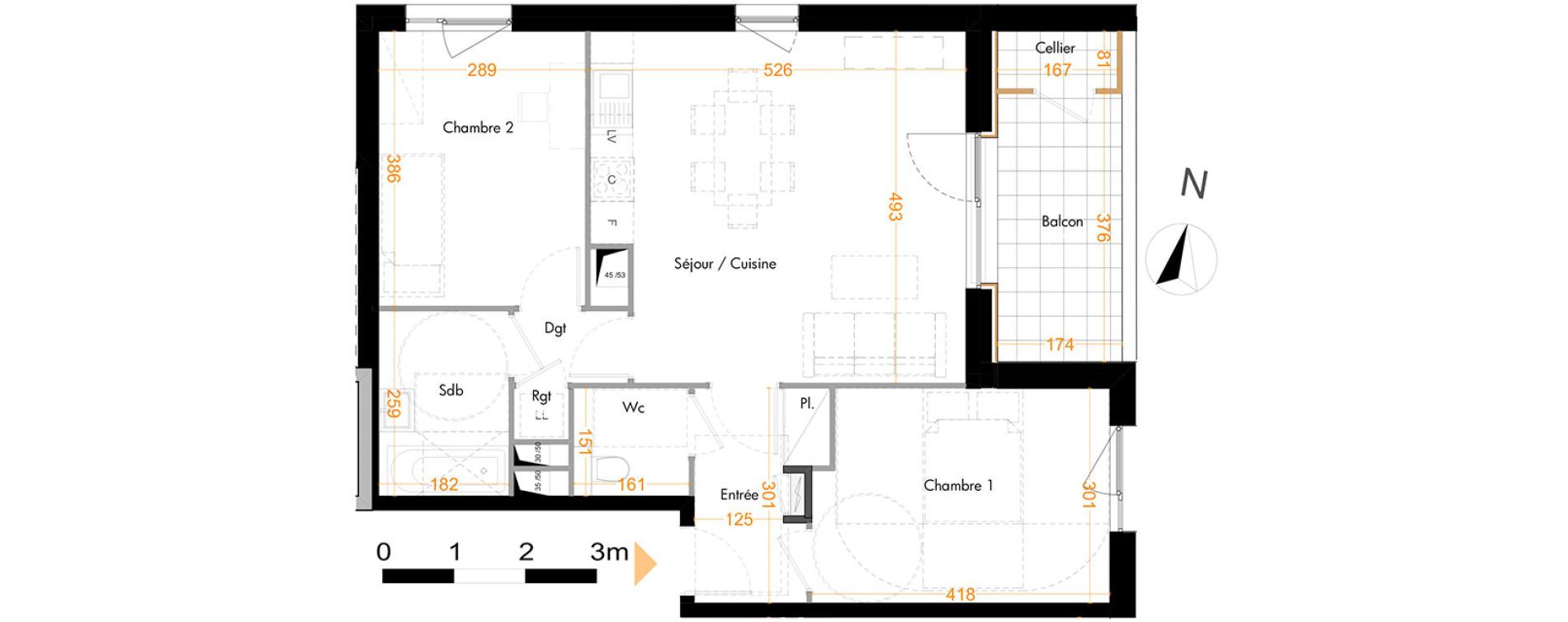 Appartement T3 de 62,11 m2 &agrave; Mundolsheim Centre