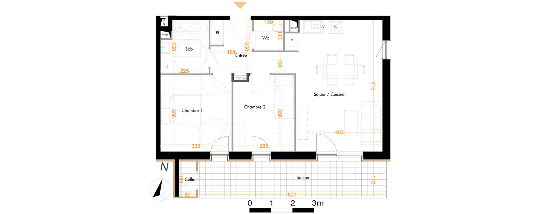 Appartement T3 de 60,94 m2 &agrave; Mundolsheim Centre