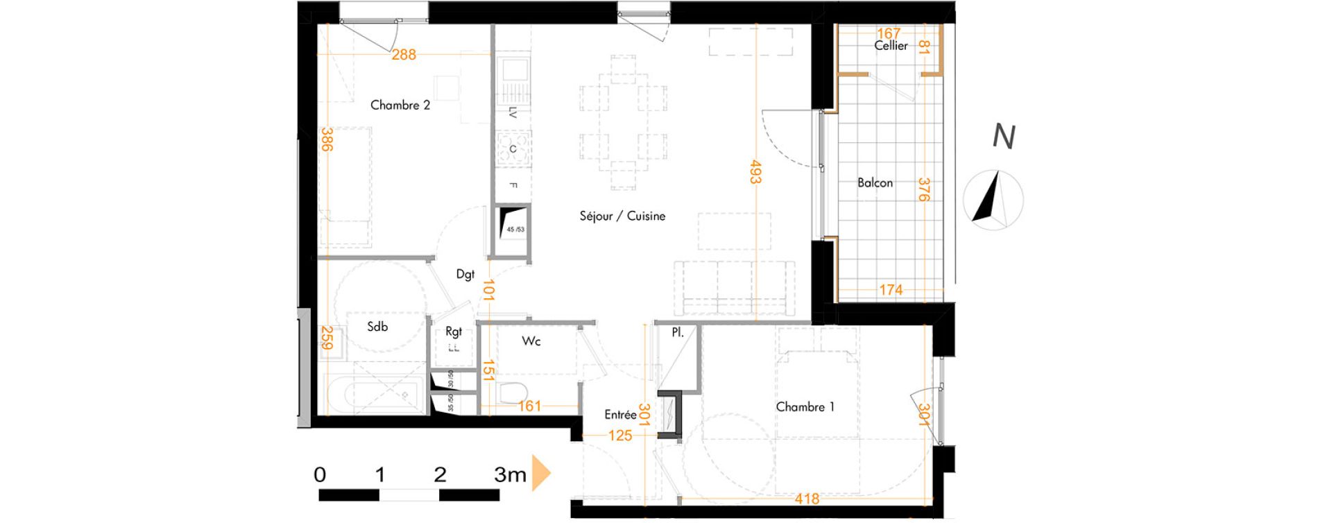 Appartement T3 de 62,11 m2 &agrave; Mundolsheim Centre