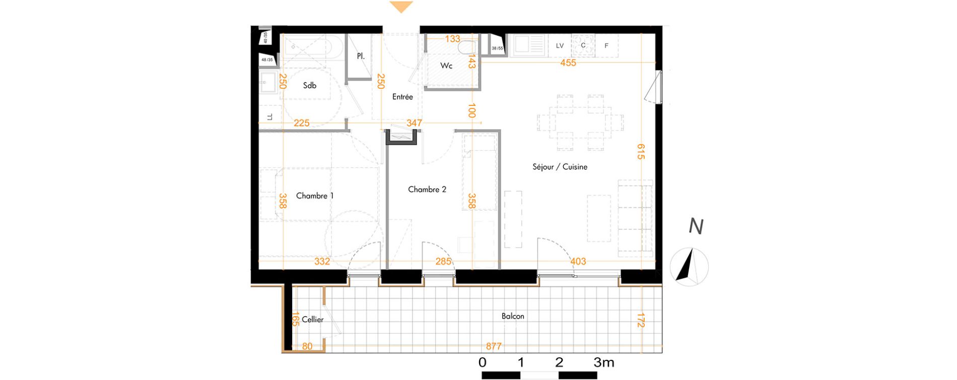 Appartement T3 de 61,05 m2 &agrave; Mundolsheim Centre