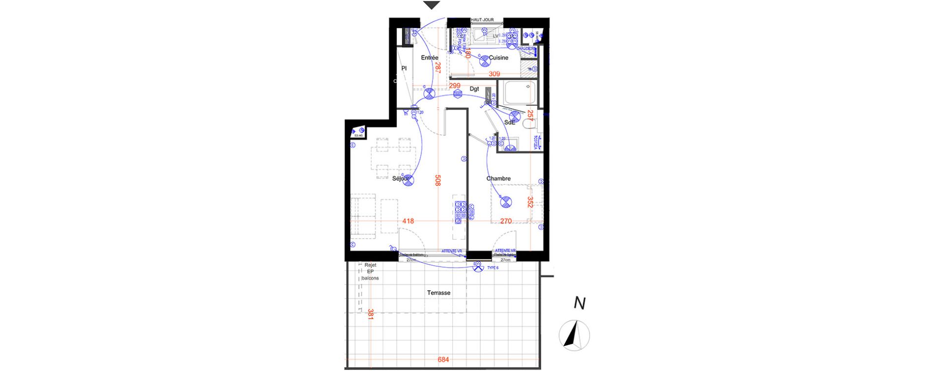 Appartement T2 de 46,95 m2 &agrave; Mundolsheim Centre