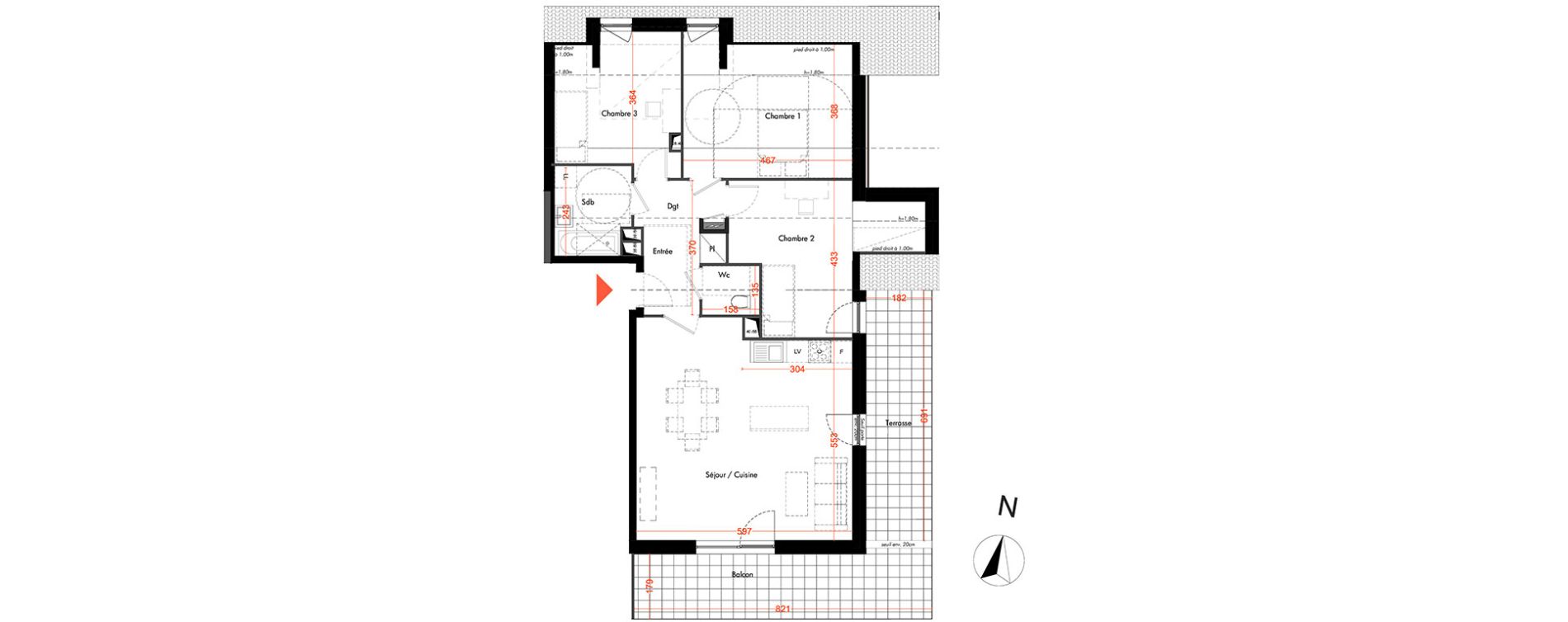 Appartement T4 de 87,96 m2 &agrave; Mundolsheim Centre