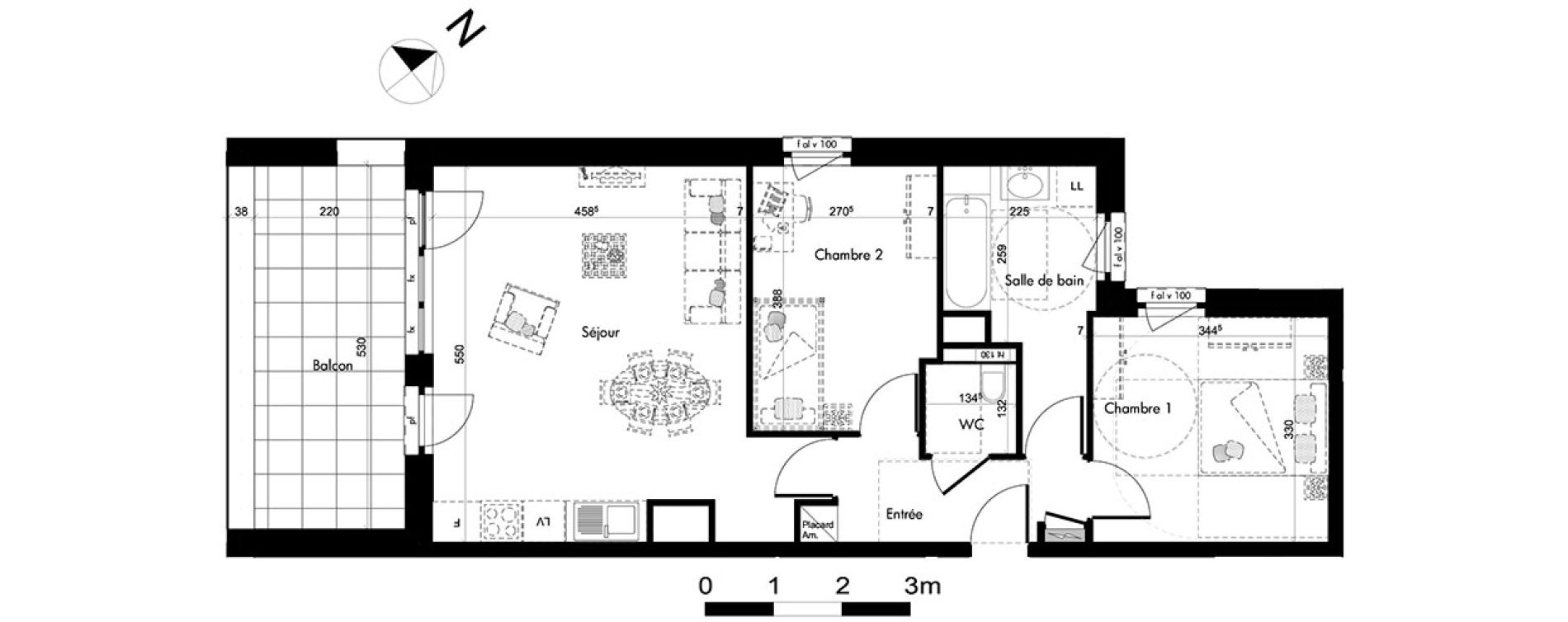 Appartement T3 de 61,71 m2 &agrave; Oberhausbergen Centre
