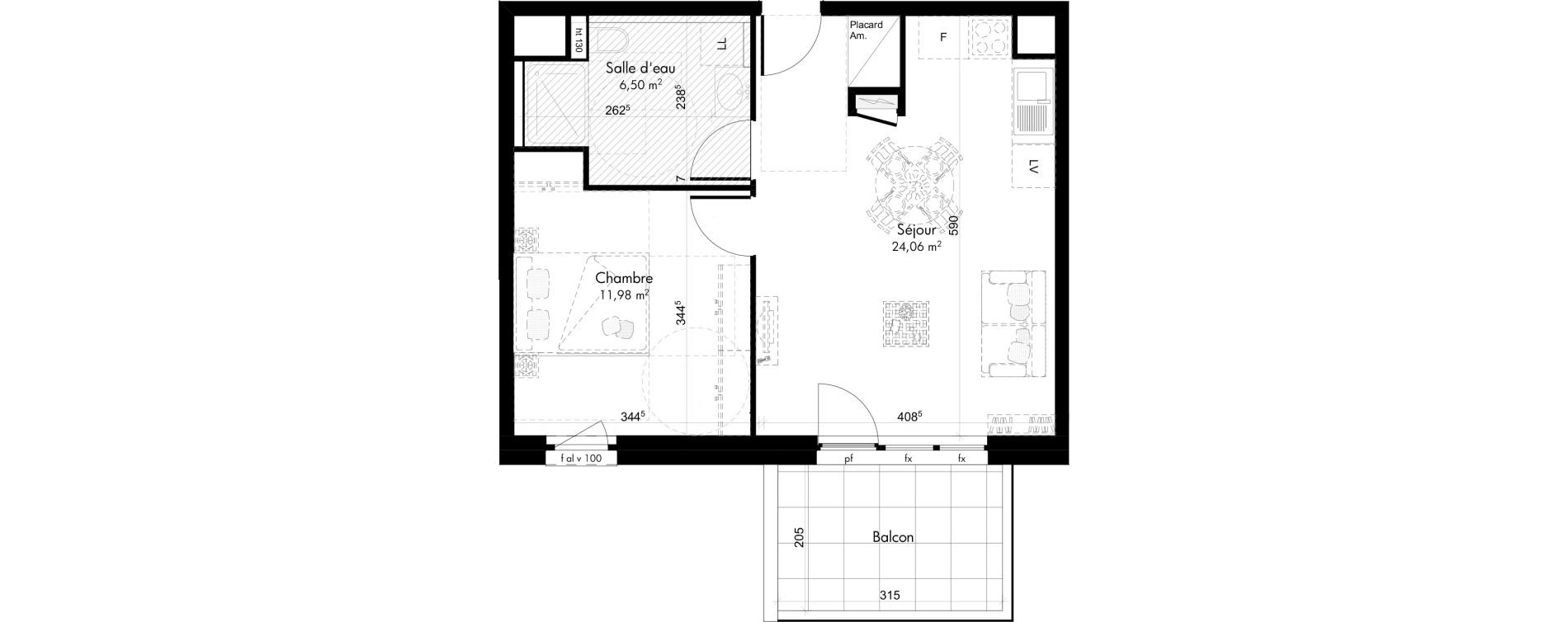 Appartement T2 de 42,54 m2 &agrave; Oberhausbergen Centre