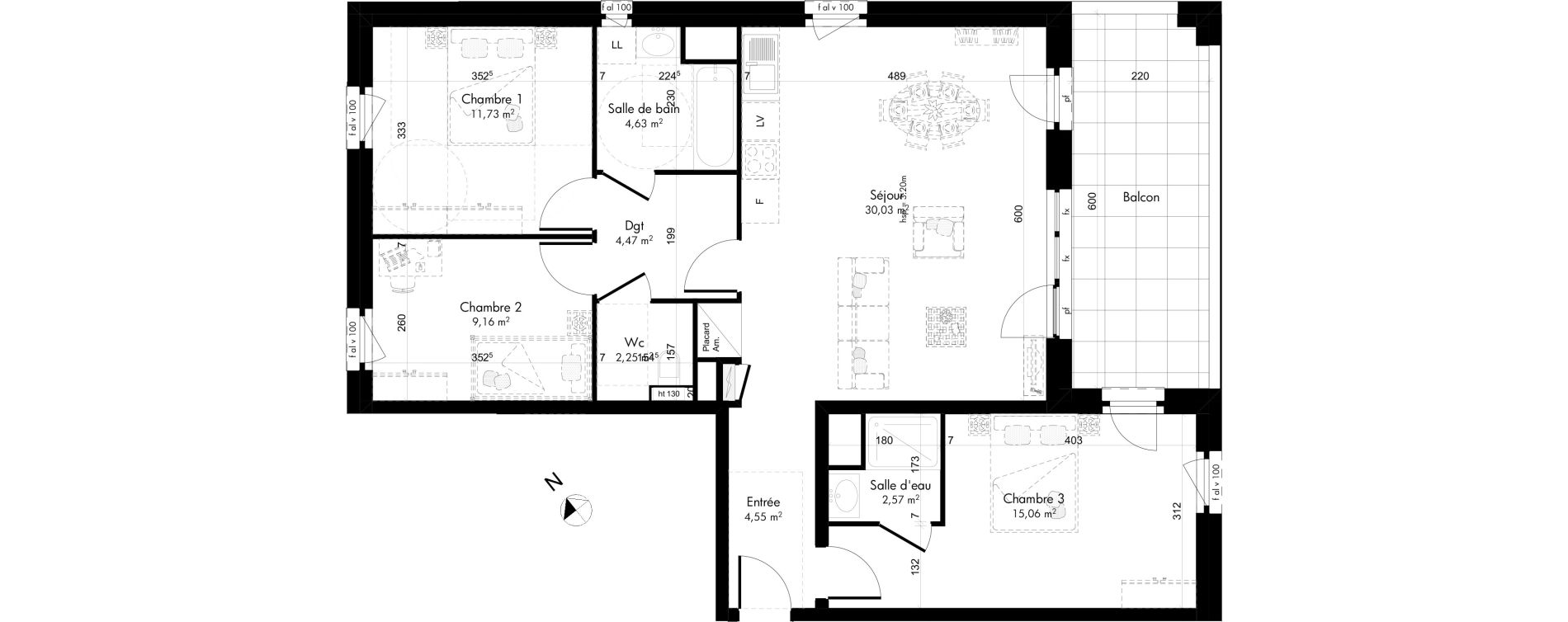Appartement T4 de 84,45 m2 &agrave; Oberhausbergen Centre