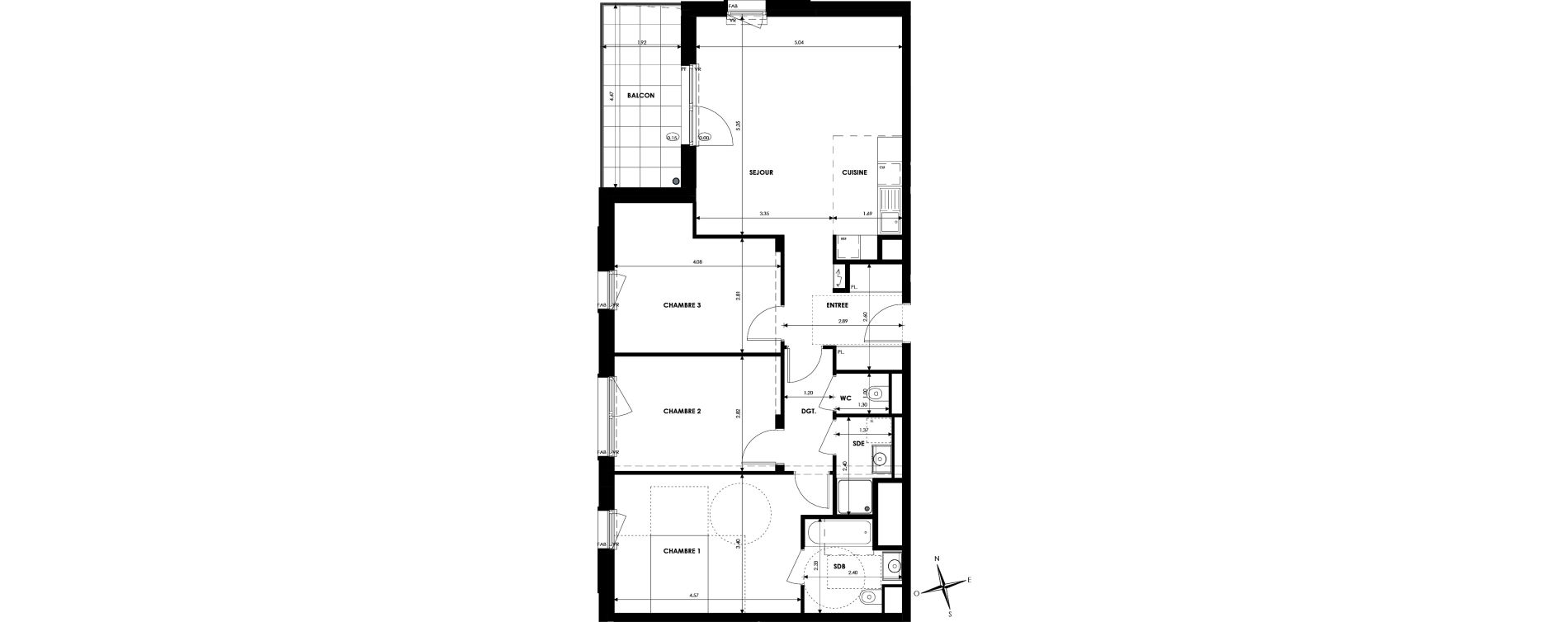 Appartement T4 de 88,30 m2 &agrave; Oberhausbergen Centre