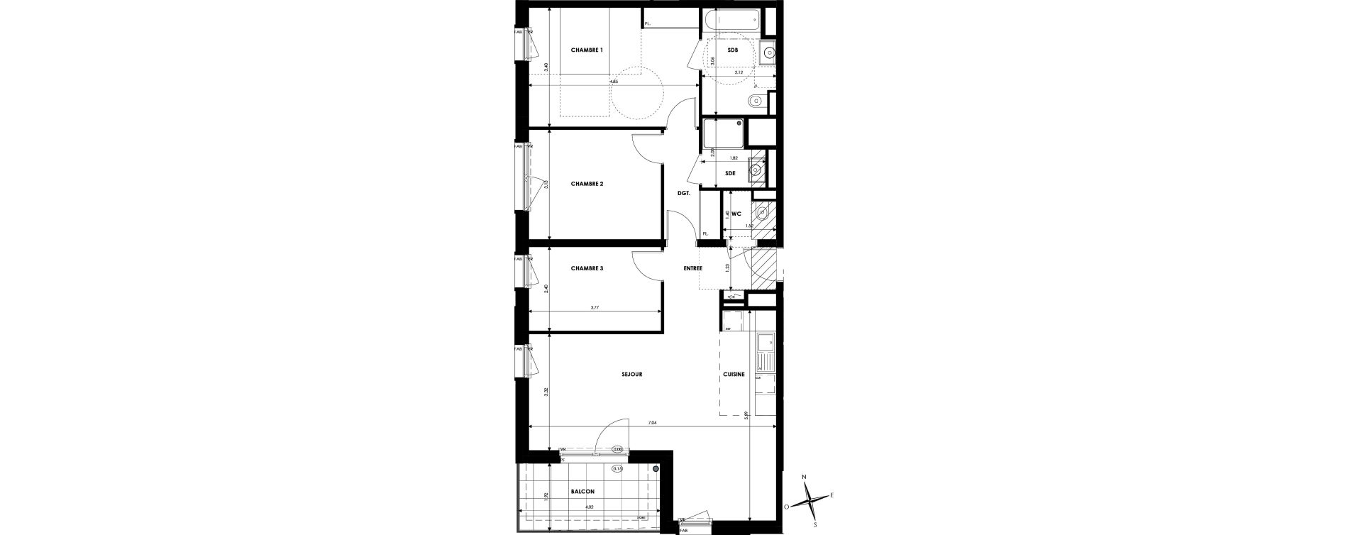 Appartement T4 de 88,61 m2 &agrave; Oberhausbergen Centre