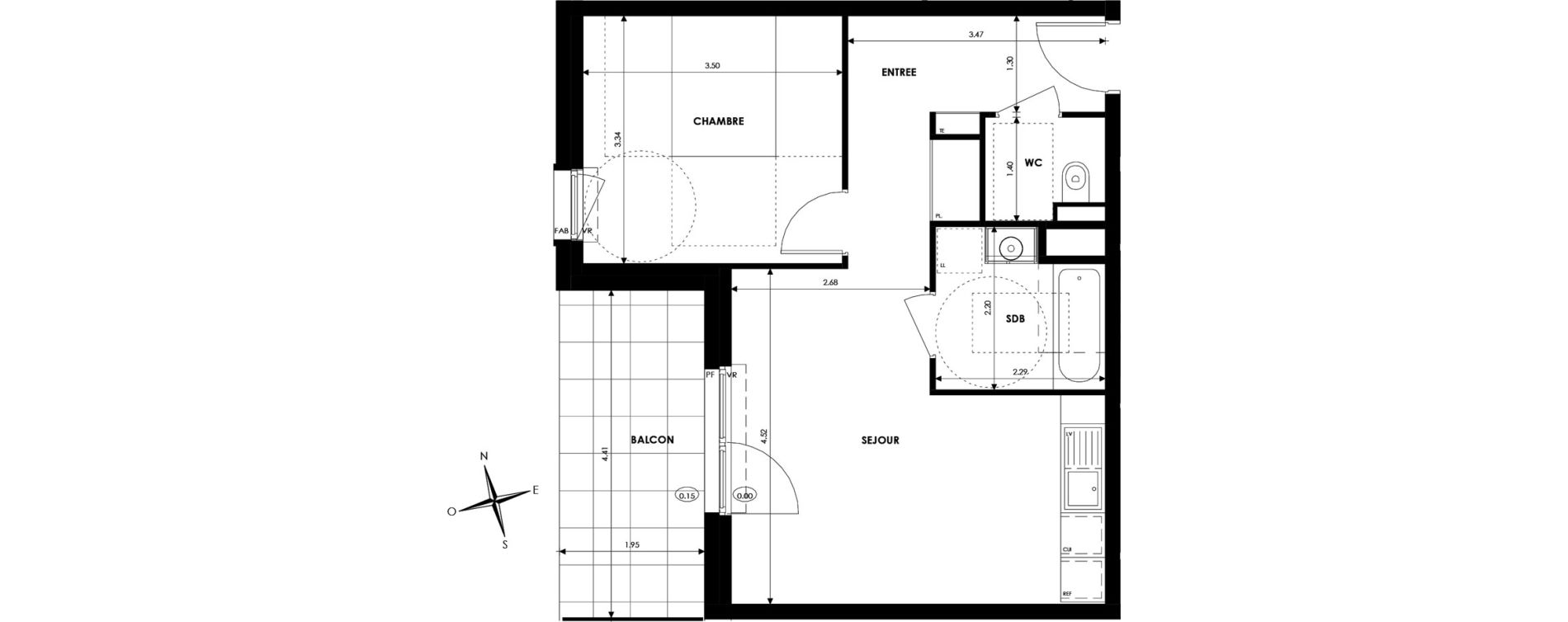 Appartement T2 de 44,91 m2 &agrave; Oberhausbergen Centre