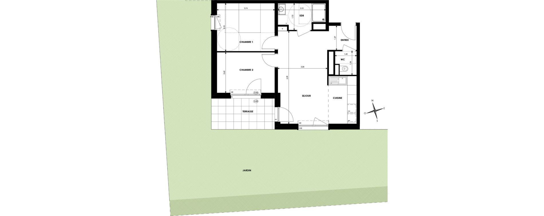 Appartement T3 de 55,86 m2 &agrave; Oberhausbergen Centre