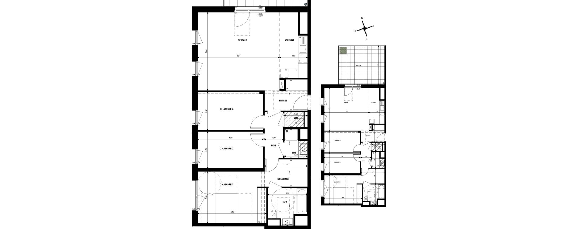 Appartement T4 de 90,21 m2 &agrave; Oberhausbergen Centre