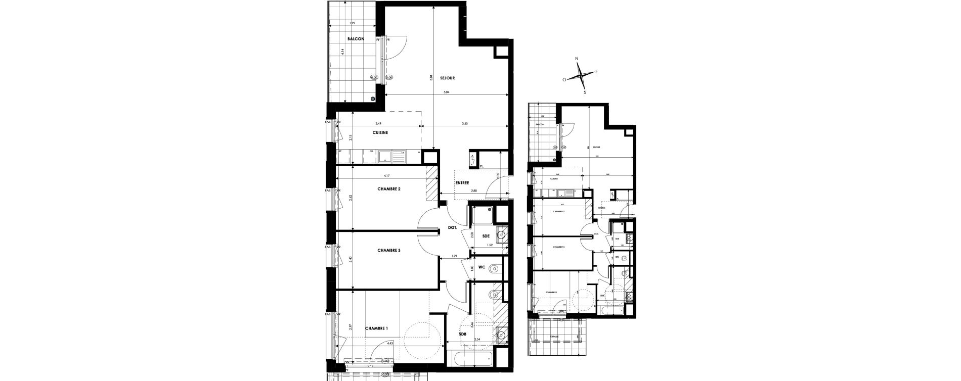 Appartement T4 de 86,00 m2 &agrave; Oberhausbergen Centre