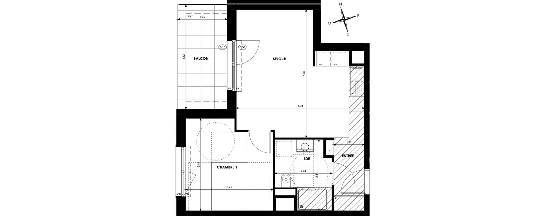 Appartement T2 de 41,99 m2 &agrave; Oberhausbergen Centre