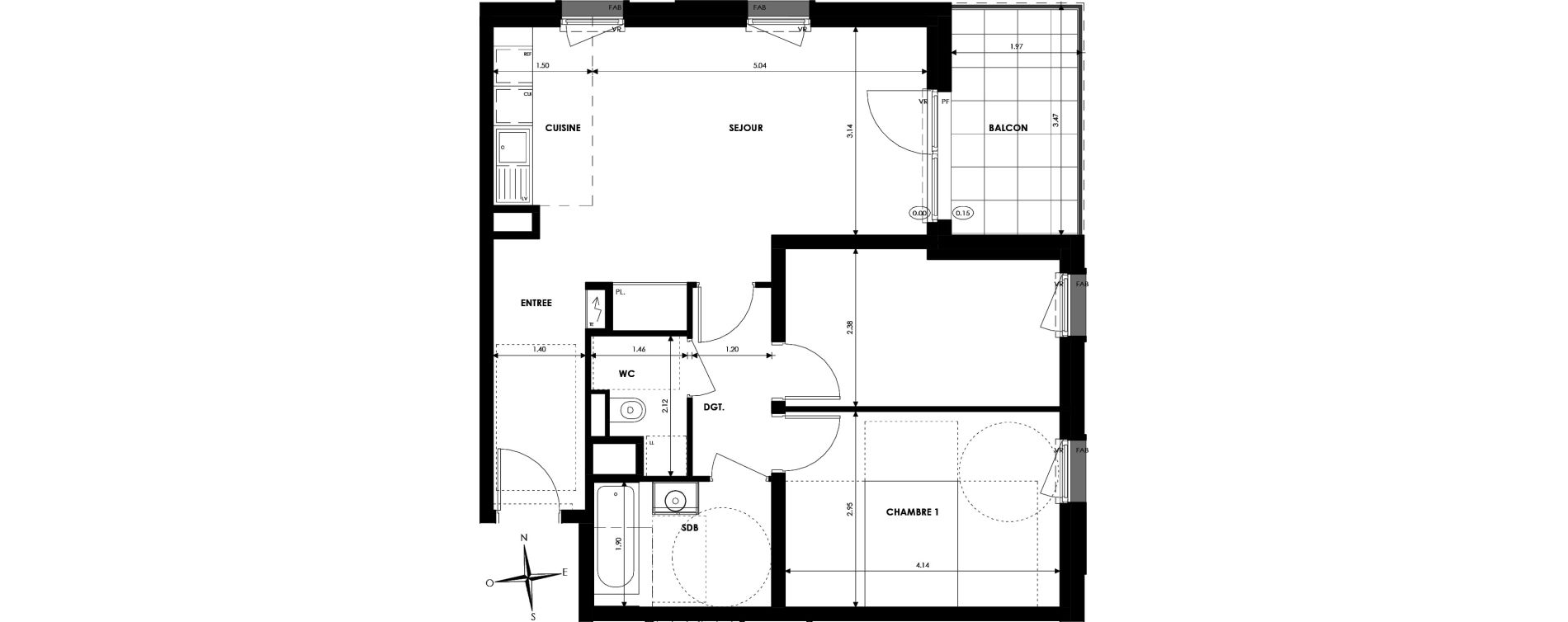 Appartement T3 de 61,73 m2 &agrave; Oberhausbergen Centre