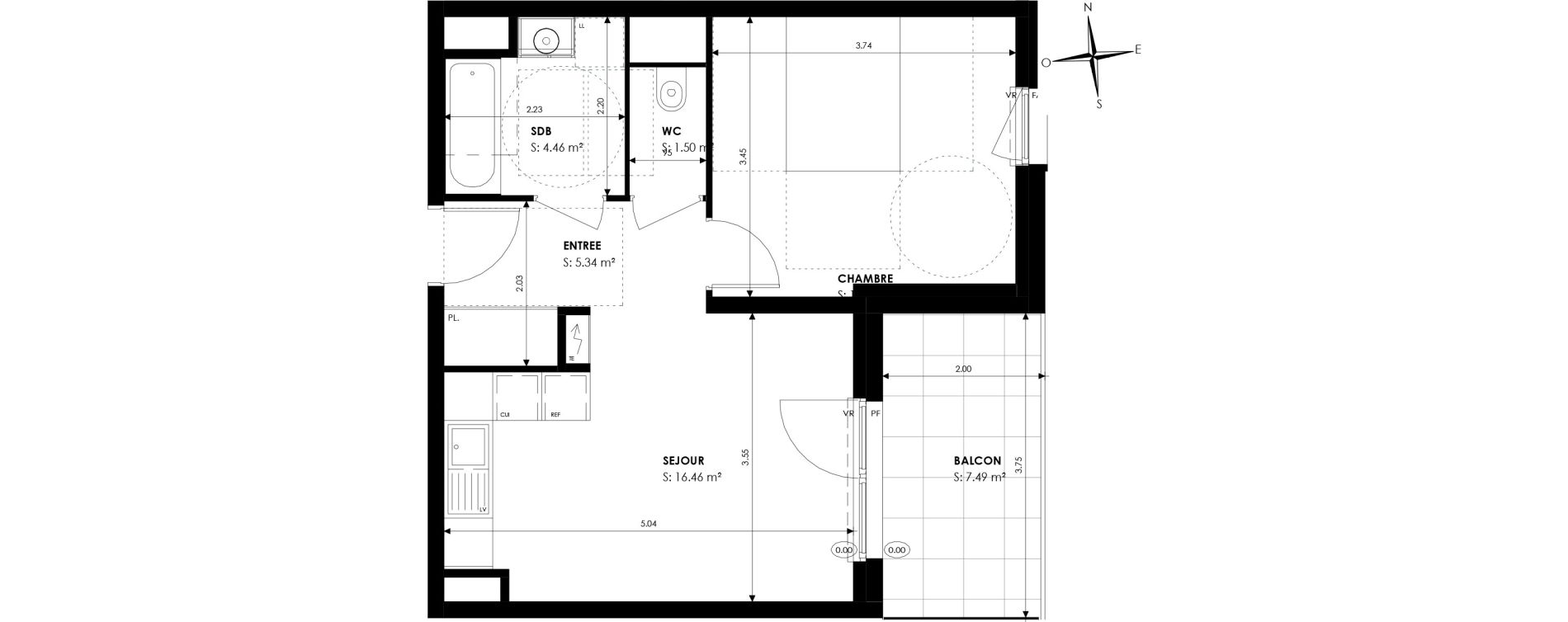 Appartement T2 de 40,36 m2 &agrave; Oberhausbergen Centre