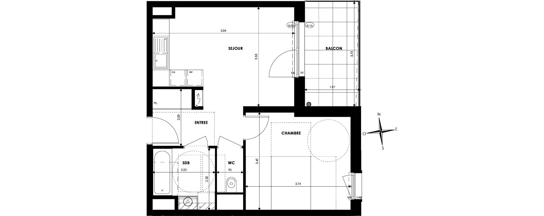 Appartement T2 de 40,36 m2 &agrave; Oberhausbergen Centre