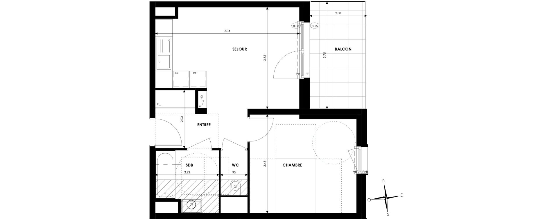 Appartement T2 de 40,36 m2 &agrave; Oberhausbergen Centre