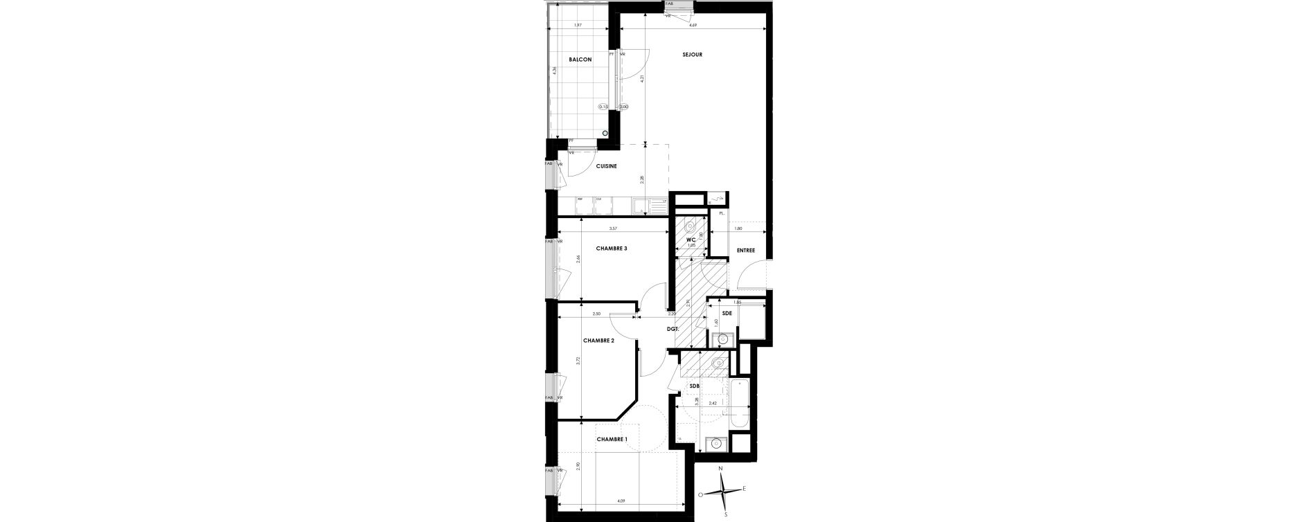 Appartement T4 de 85,88 m2 &agrave; Oberhausbergen Centre