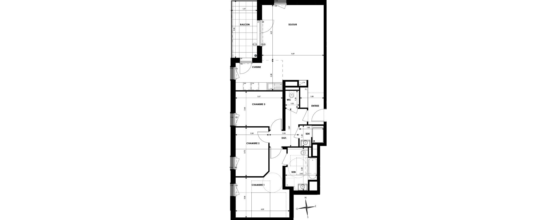 Appartement T4 de 86,79 m2 &agrave; Oberhausbergen Centre
