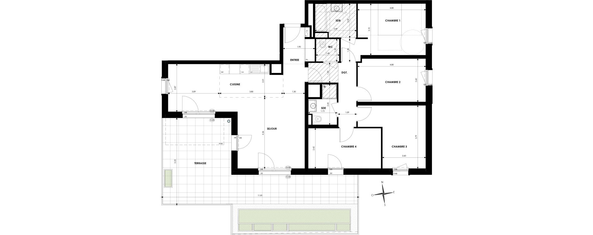 Appartement T5 de 104,43 m2 &agrave; Oberhausbergen Centre