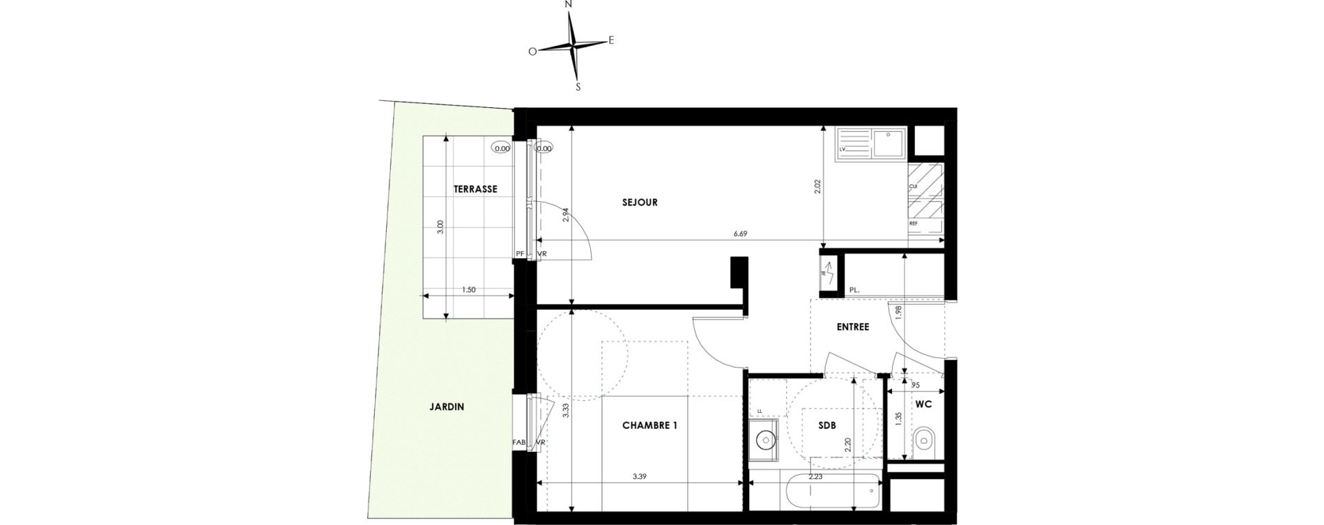 Appartement T2 de 40,02 m2 &agrave; Oberhausbergen Centre