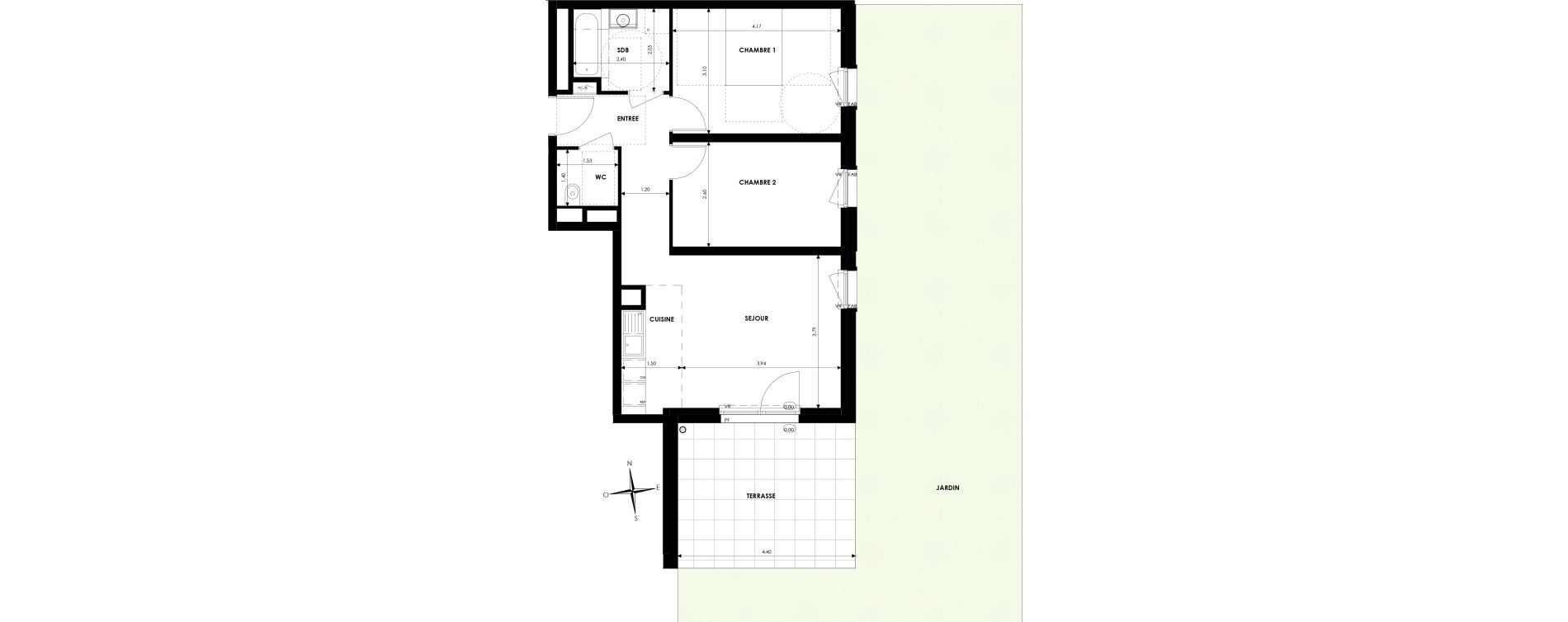 Appartement T3 de 58,01 m2 &agrave; Oberhausbergen Centre
