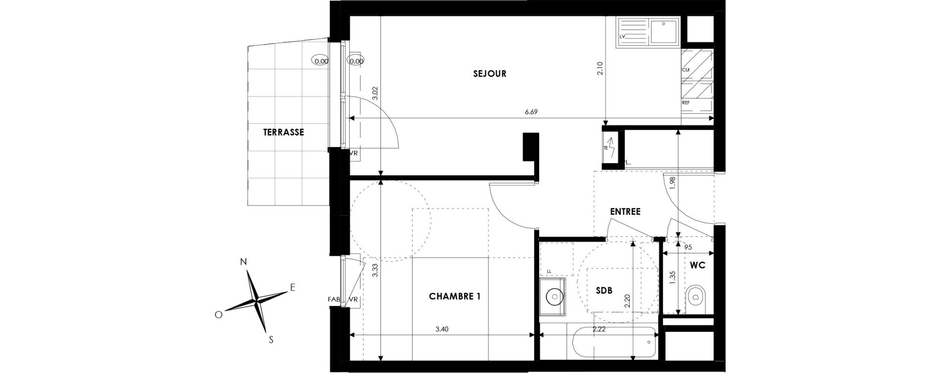 Appartement T2 de 40,02 m2 &agrave; Oberhausbergen Centre