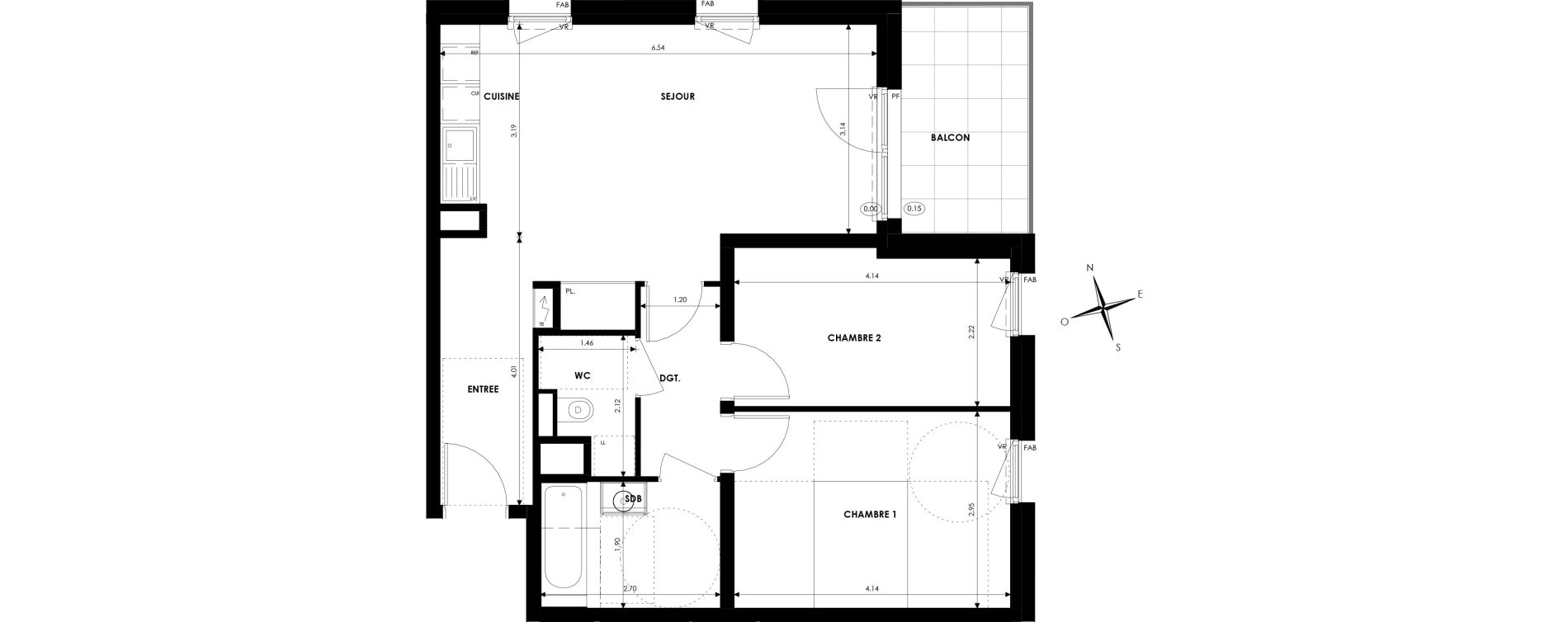 Appartement T3 de 60,98 m2 &agrave; Oberhausbergen Centre