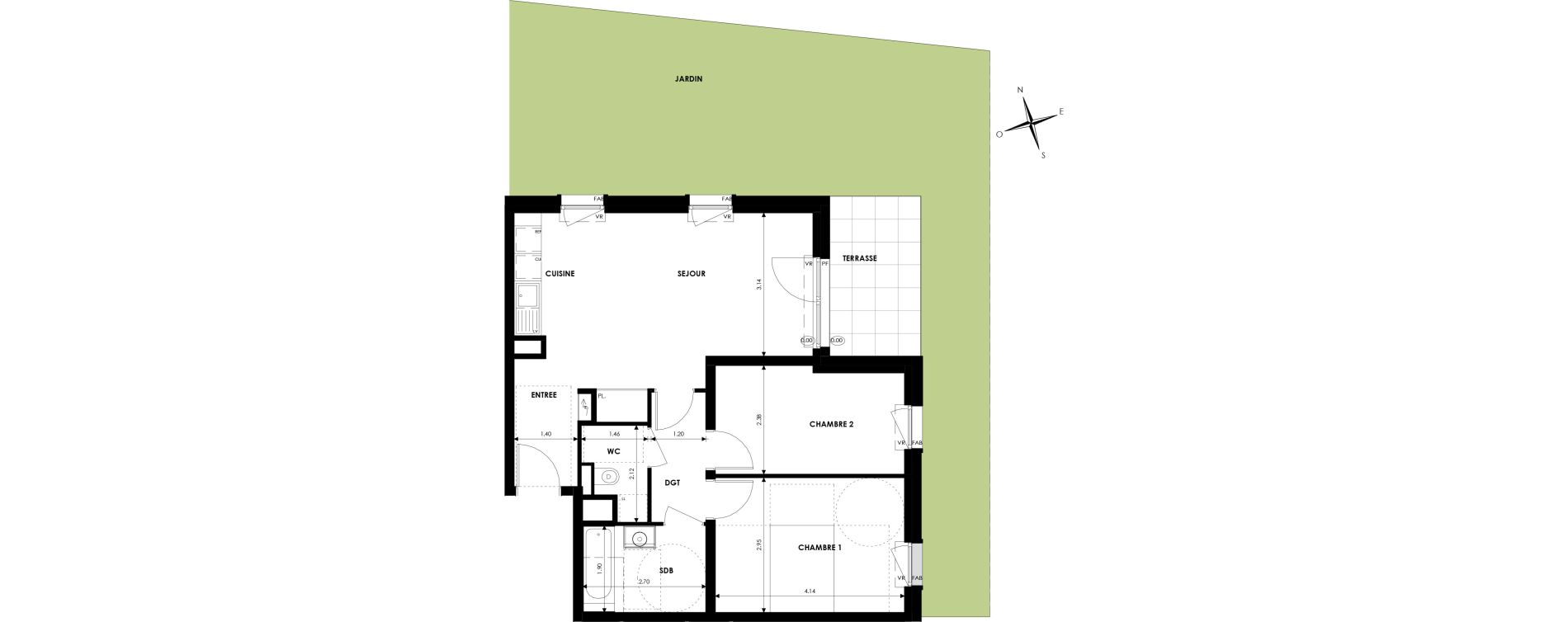 Appartement T3 de 59,90 m2 &agrave; Oberhausbergen Centre