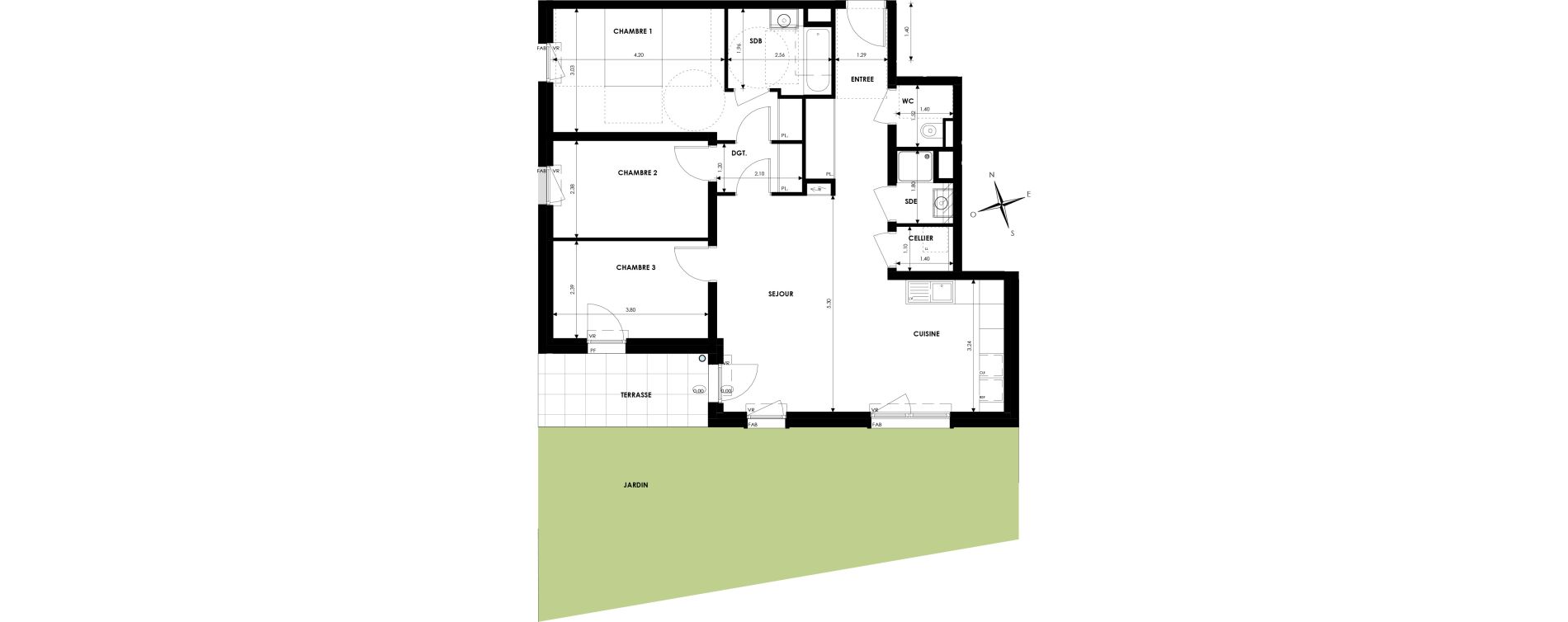 Appartement T4 de 84,77 m2 &agrave; Oberhausbergen Centre