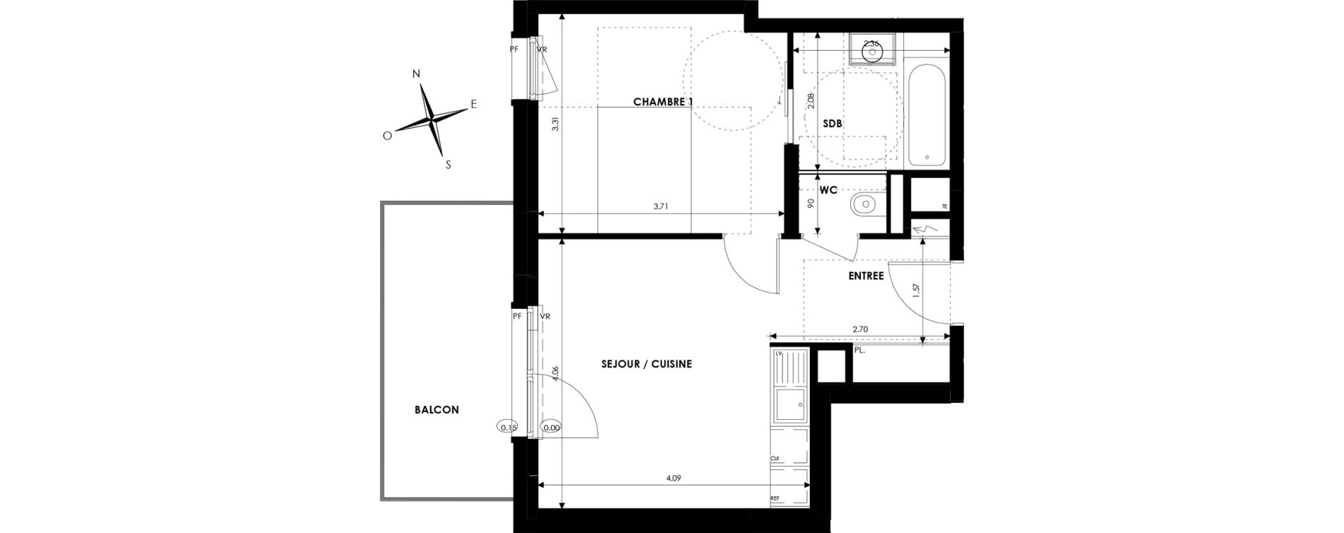 Appartement T2 de 39,20 m2 &agrave; Oberhausbergen Centre