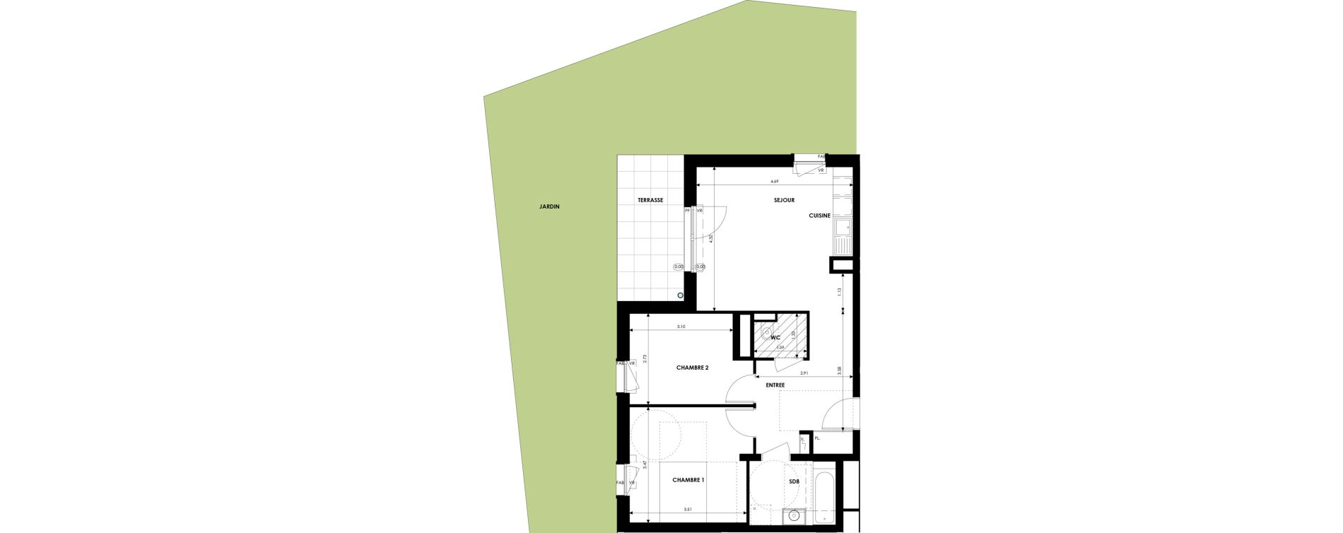 Appartement T3 de 58,56 m2 &agrave; Oberhausbergen Centre