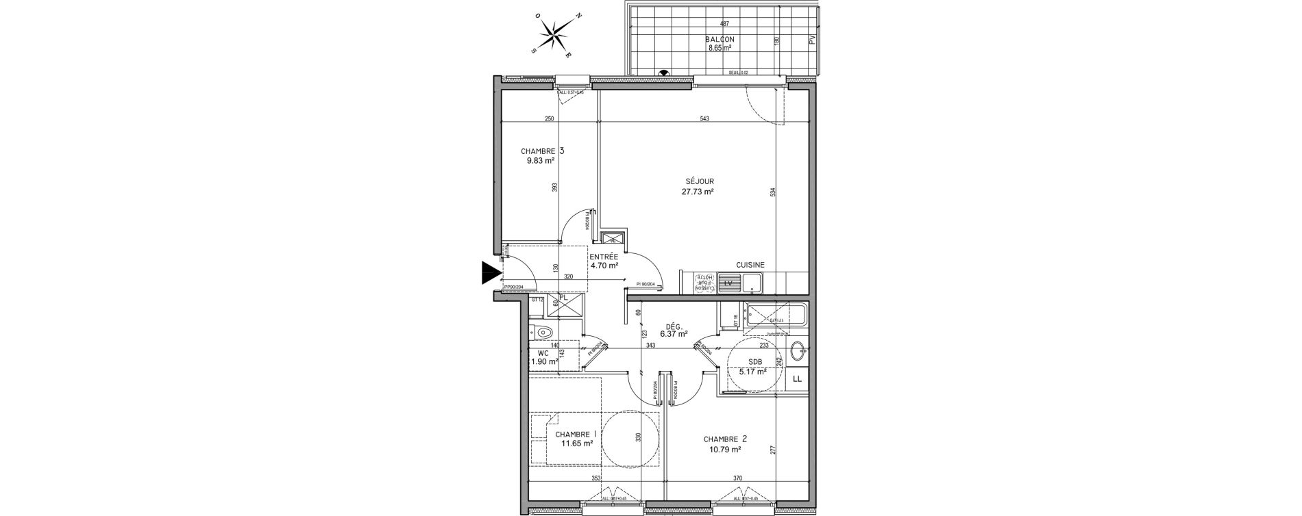 Appartement T4 de 78,12 m2 &agrave; Oberhausbergen Centre