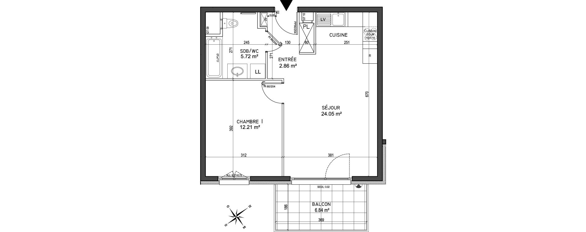 Appartement T2 de 44,82 m2 &agrave; Oberhausbergen Centre