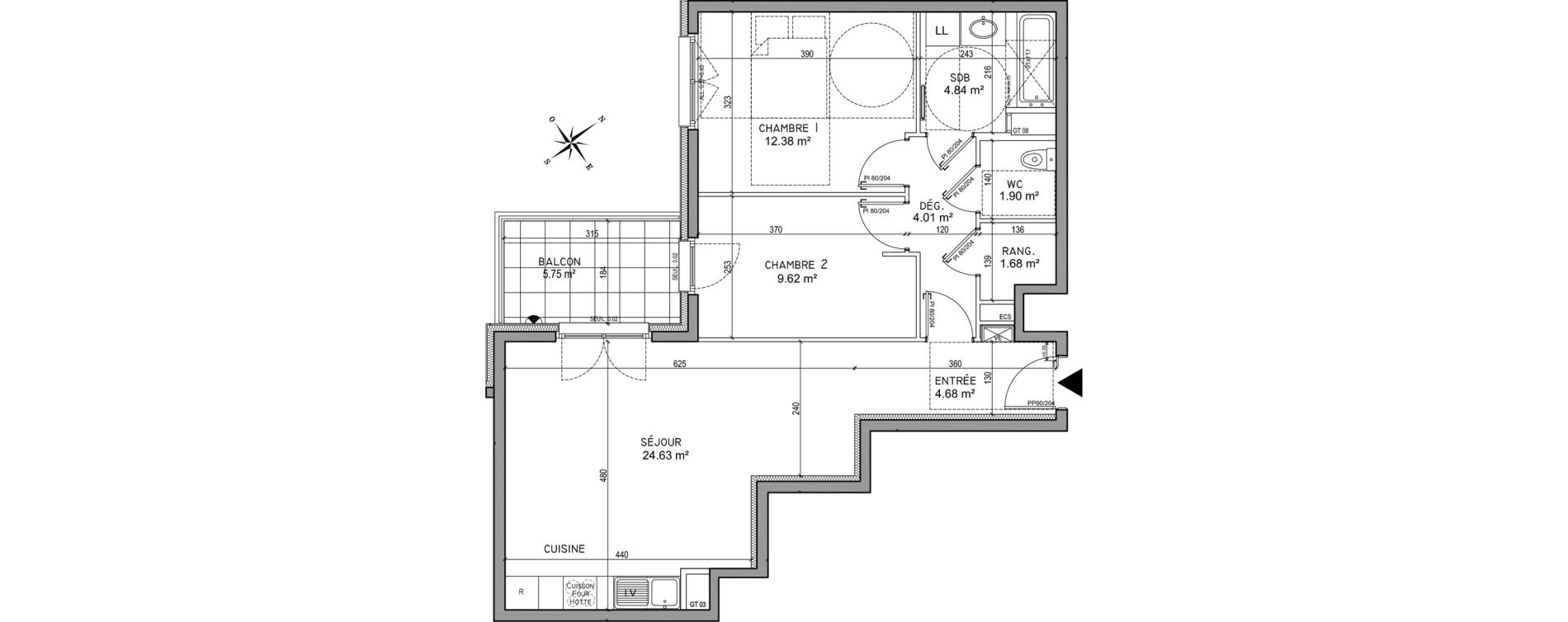 Appartement T3 de 63,79 m2 &agrave; Oberhausbergen Centre