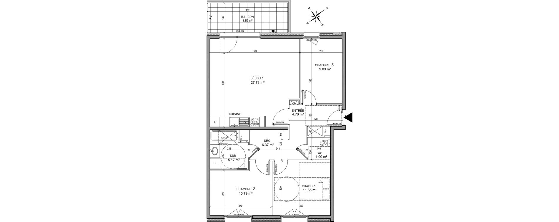 Appartement T4 de 78,14 m2 &agrave; Oberhausbergen Centre